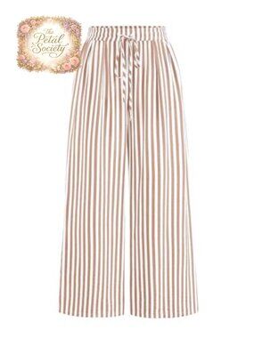 Womens Wide Leg Palazzo Pants High Waisted Elastic Waist Flowy Lounge